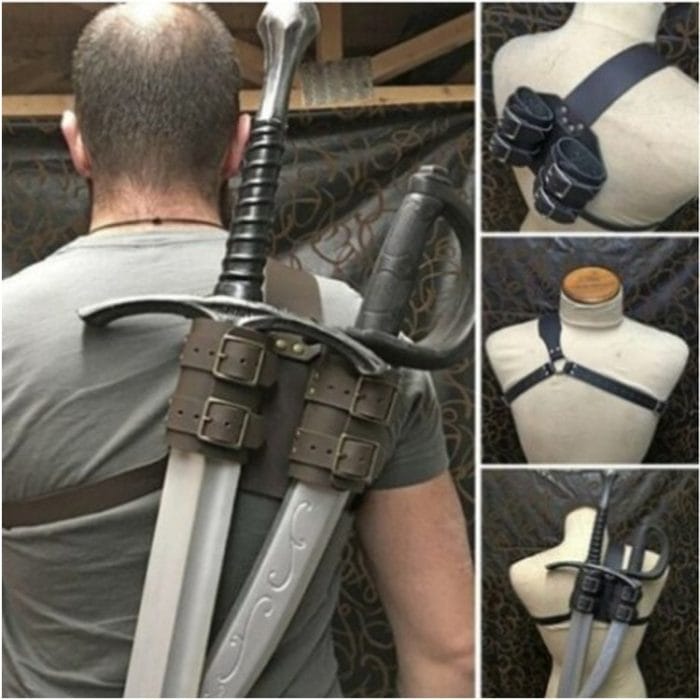 Medieval Sword Belt Waist Sheath Scabbard Adult Warrior Armor Costume Rapier Leather Buckle Strap Holster Halloween Accessories 2