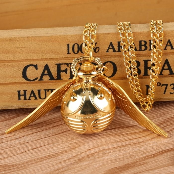 Retro Steampunk Smooth Snitch Ball Shaped Quartz Pocket Watch Fashion Sweater Angel Wings Necklace Chain Gifts for Men Women kid 3