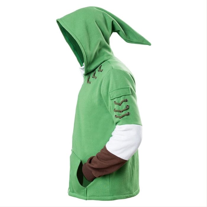 The Legend of Zelda Link Cosplay Hoodie Green Zip Up Hoodie Sweatshirt Cotton Long Sleeve Coat Cosplay Costume 3