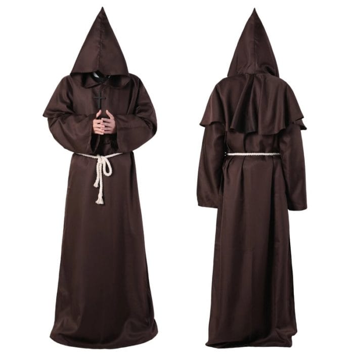 Wizard Costume Halloween Cosplay Medieval Monk Friar Robe Priest Costume Ancient Clothing Christian Suit 2