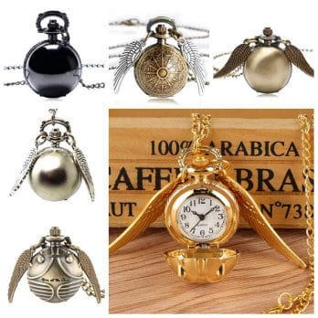 Retro Steampunk Smooth Snitch Ball Shaped Quartz Pocket Watch Fashion Sweater Angel Wings Necklace Chain Gifts for Men Women kid 1