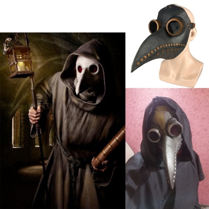 Halloween Plague Doctor Costume Medieval Hood Robe Dress Mask Hat Pest Minister Monk Cosplay Outfit Carnival Punk For Men Adult 6