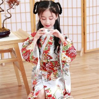 12 Colors Children Kimono Traditional Japanese Style Peacock Yukata Dress for Girl Kid Cosplay Japan Haori Costume Asian Clothes 2
