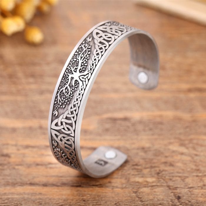 Skyrim Vintage Tree of Life Bracelet Viking Cuff Bangle Stainless Steel Zinc Alloy Magnetic Bangles Jewelry Gift for Men Women 1