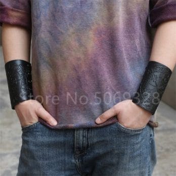 1 Pc Cosplay Props Faux Leather Bracer Viking Costume Lace Up Arm Armor Cuff Cross String Steampunk Medieval Gauntlet Wristband 2