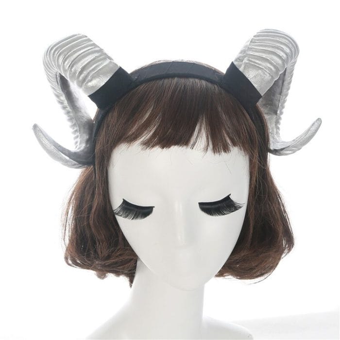 Women Sheep Horn Adults Cosplay Headband Decor Handmade Hair Clip Xmas Halloween Headwear Hairband Props Demon Evil Gothic 5