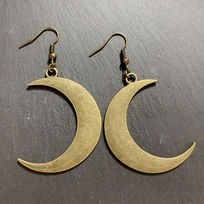 Crescent earrings mysterious gothic jewelry moon witch celtic pagan viken moon god moon phase witch goddess fashion woman gift 5