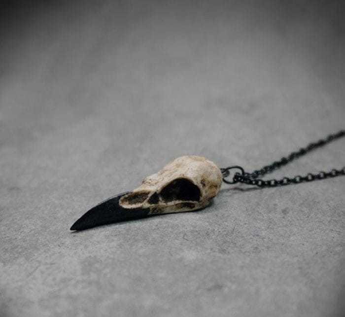 Mini Raven Skull Necklace Resin Replica Raven Magpie Crow Poe Steampunk Gift Idea Zombie Gift,1.5