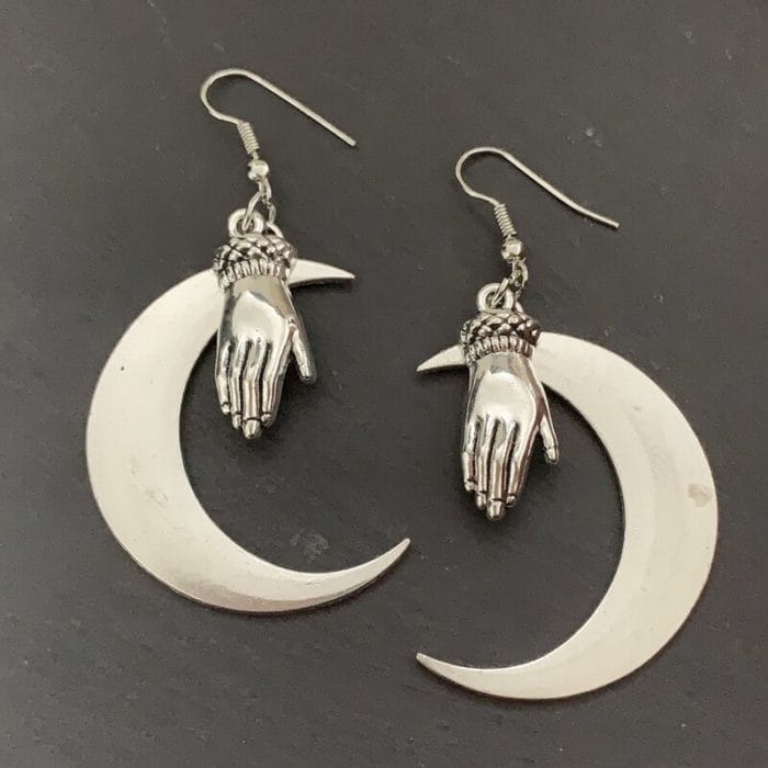 Crescent earrings mysterious gothic jewelry moon witch celtic pagan viken moon god moon phase witch goddess fashion woman gift 2