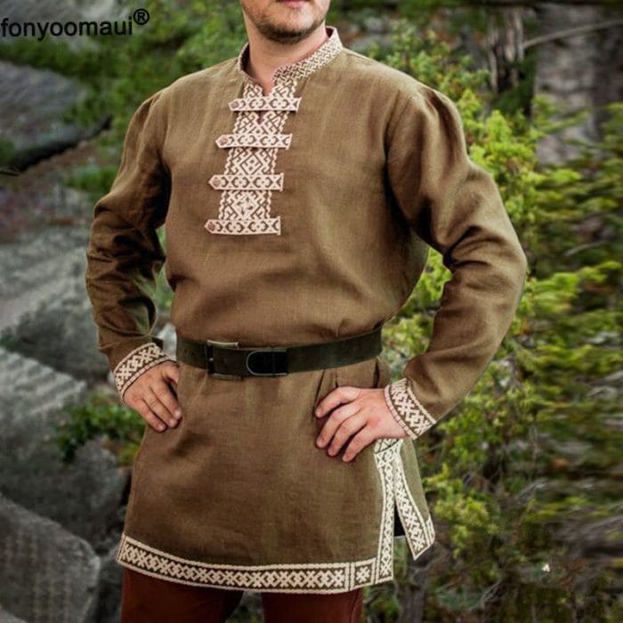 Adult Men Cos Medieval Knight Warrior Costume Tunic Norman Chevalier Army Viking Pirate Reenactment LARP SCA Tops Shirt For Men 4