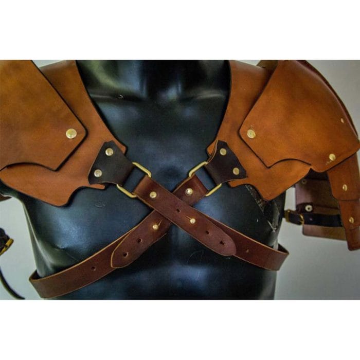 2 Types Steampunk Medieval Leather Pauldrons Vintage Spartacus Leather Armour Renaissance Gladiator Warrior Leather Shoulder 4