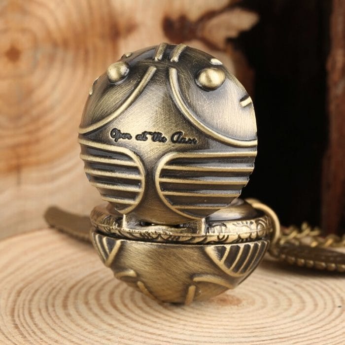 Retro Steampunk Smooth Snitch Ball Shaped Quartz Pocket Watch Fashion Sweater Angel Wings Necklace Chain Gifts for Men Women kid 6