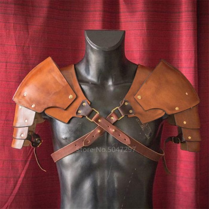 Men Medieval Costume Armors Cosplay Accessory Vintage Gothic Knight Warrior Shoulder PU Leather Harness Body Chest Harness Belt 2