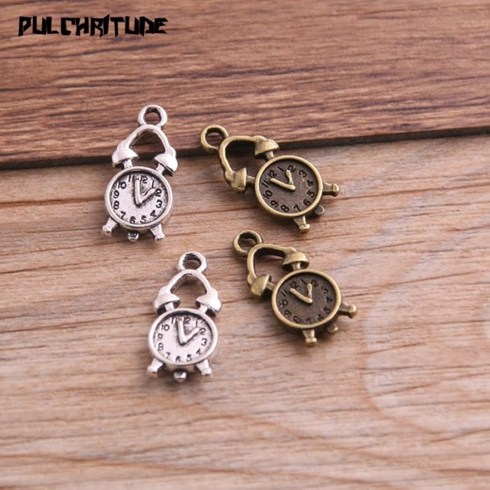 20PCS 9*18mm Two Color Vintage Metal Zinc Alloy Steampunk Clock Charms Fit Jewelry Pendant Charms Makings 2