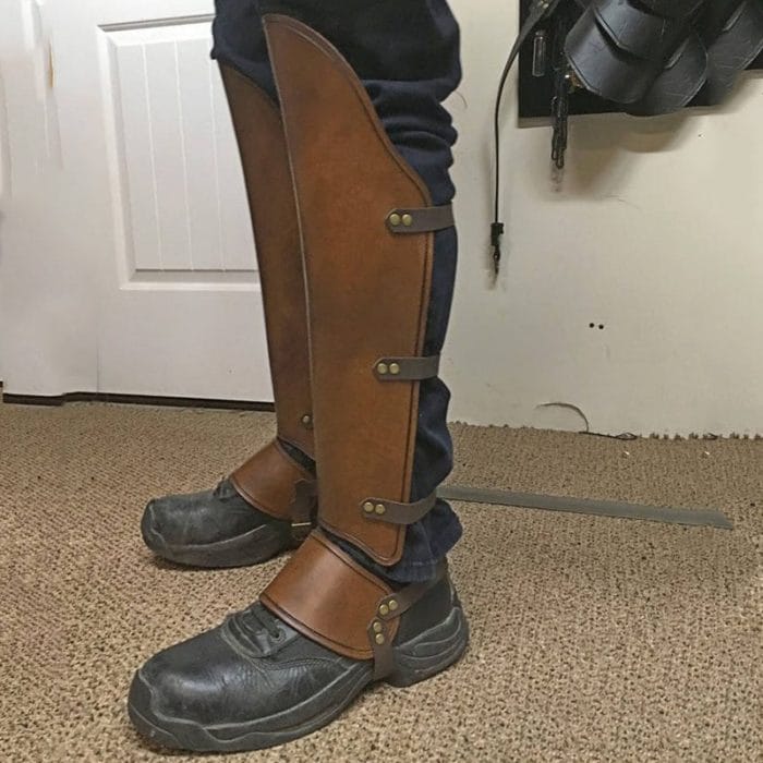 Medieval Gaiter Viking Larp Greaves Leg Protector Leather Armor Warrior Knight Costume Accessory Boot Shin Half Chaps For Men 2