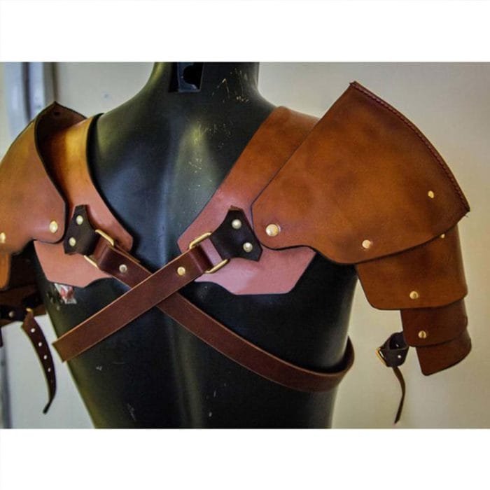 2 Types Steampunk Medieval Leather Pauldrons Vintage Spartacus Leather Armour Renaissance Gladiator Warrior Leather Shoulder 5
