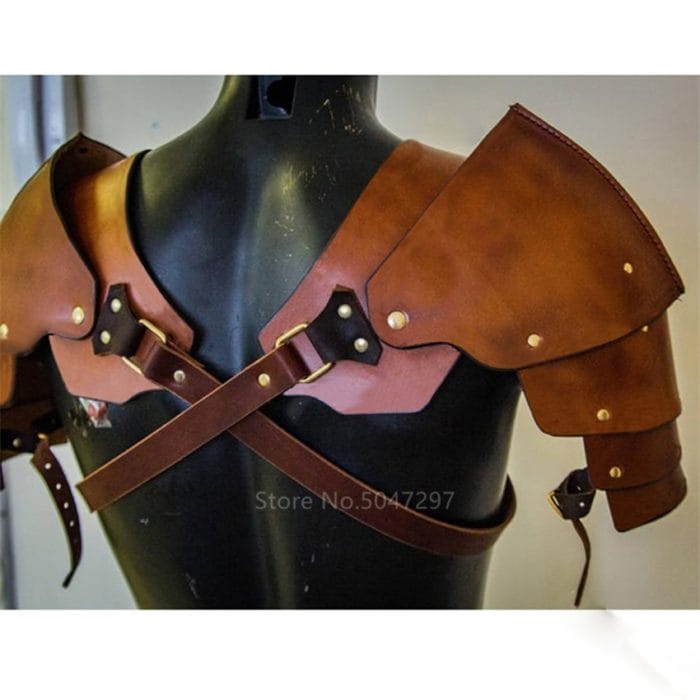 Men Medieval Costume Armors Cosplay Accessory Vintage Gothic Knight Warrior Shoulder PU Leather Harness Body Chest Harness Belt 4