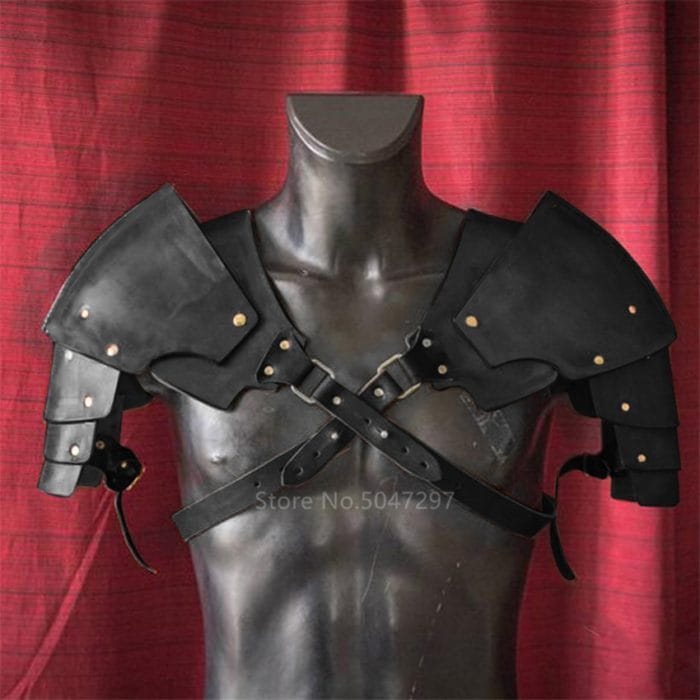 Men Medieval Costume Armors Cosplay Accessory Vintage Gothic Knight Warrior Shoulder PU Leather Harness Body Chest Harness Belt 3