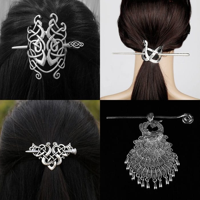 27 Style Viking Hairpin Celtics Knots Crown Vintage Metal Hair Stick Runes Dragons Slide Hair Clip Women Hair Jewelry Accessorie 1