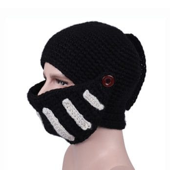 Wuaumx Novelty Roman Hat Winter Beanie Hats For Men Warm Mask Knight Helmet Knitted Cap Handmade Gladiator Mask Hat czapka zimow 5