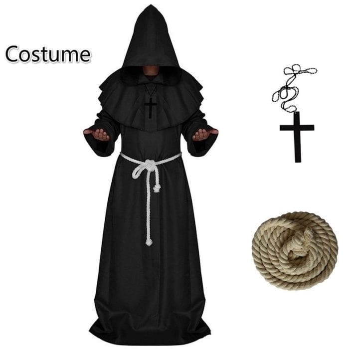 New Plague Doctor Cosplay Costume Medieval Hooded Robe Steampunk Terror Mask Hat Adult Halloween Party Role Play Size S-XL 3