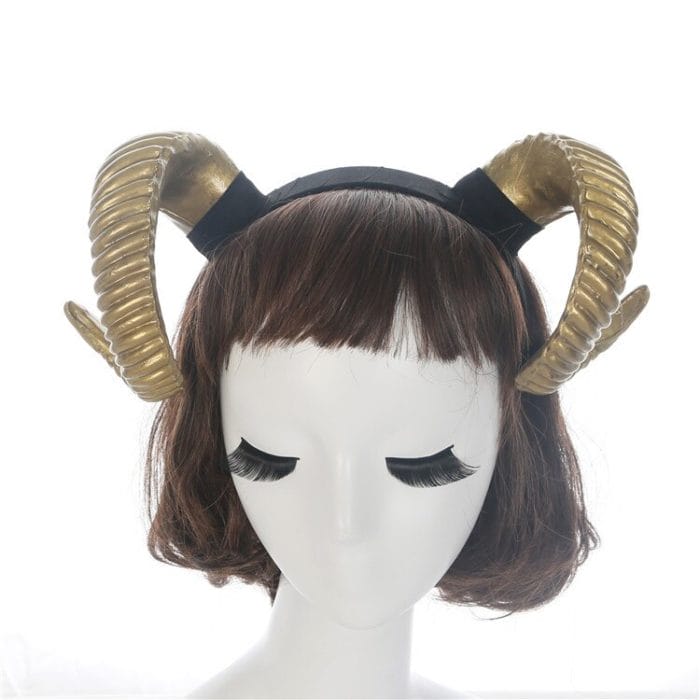 Women Sheep Horn Adults Cosplay Headband Decor Handmade Hair Clip Xmas Halloween Headwear Hairband Props Demon Evil Gothic 6