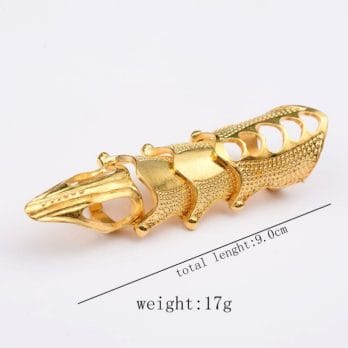 docona Punk knight Skull Armour Knuckle Midi Finger Rings for Women Gothic Gold Alloy Adjustable Ring Party Jewelry 6