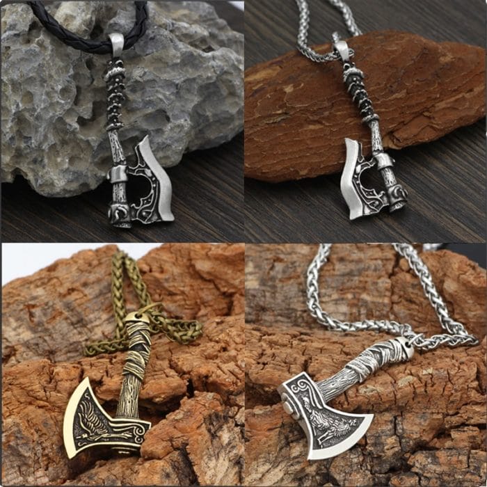 Men's Viking Celtic Wolf Raven Axe Pendant Odin's Symbol scandinavian Rune Leather Rope Nacklace Charm Male norse Amulet Jewelry 1