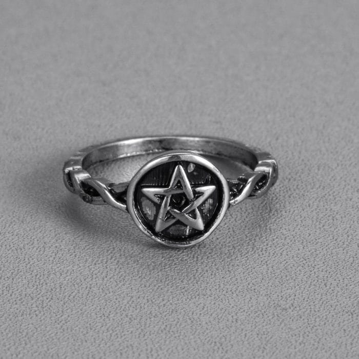 QIMING Celtic Infinity Viking Rings For Women Men Twisted Braided Shank Oxidized Pentagram Ring Band Bague Vintage Gift 4