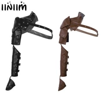 Unisex Gothic Steampunk PU Single Shoulder Armors Arm Strap Set Adjustable Metal Rivets Shoulder Strap Cosplay Costume Accessory 1