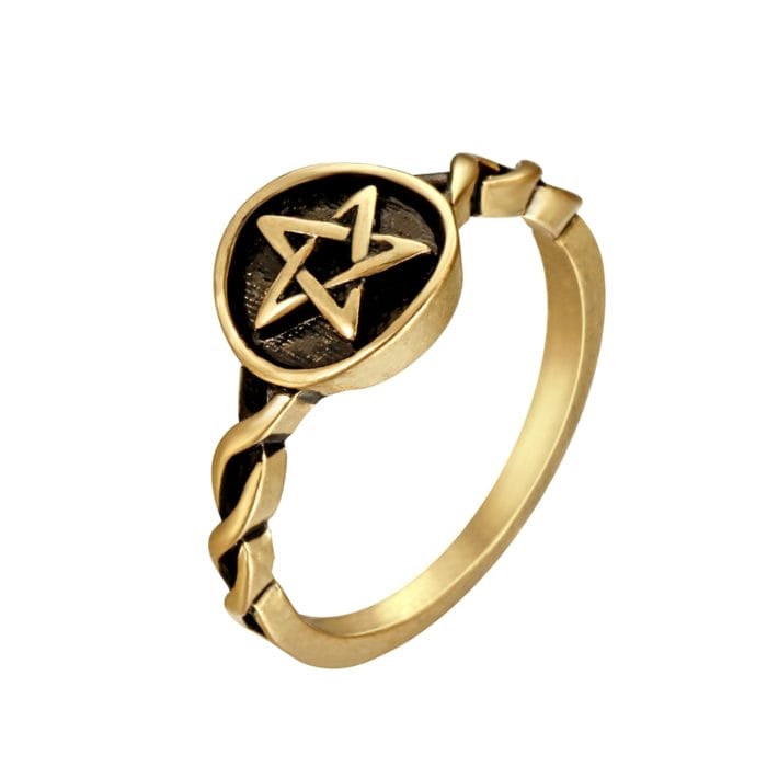 QIMING Celtic Infinity Viking Rings For Women Men Twisted Braided Shank Oxidized Pentagram Ring Band Bague Vintage Gift 3