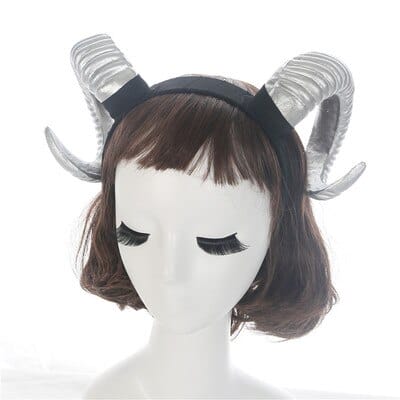 Women Sheep Horn Adults Cosplay Headband Decor Handmade Hair Clip Xmas Halloween Headwear Hairband Props Demon Evil Gothic 4