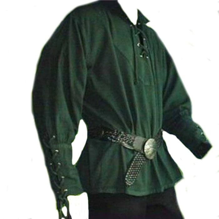 Adult Men Medieval Renaissance Grooms Pirate tunic top Larp Costume lace up Shirt Middle Age Viking Cosplay  warrior Top 6