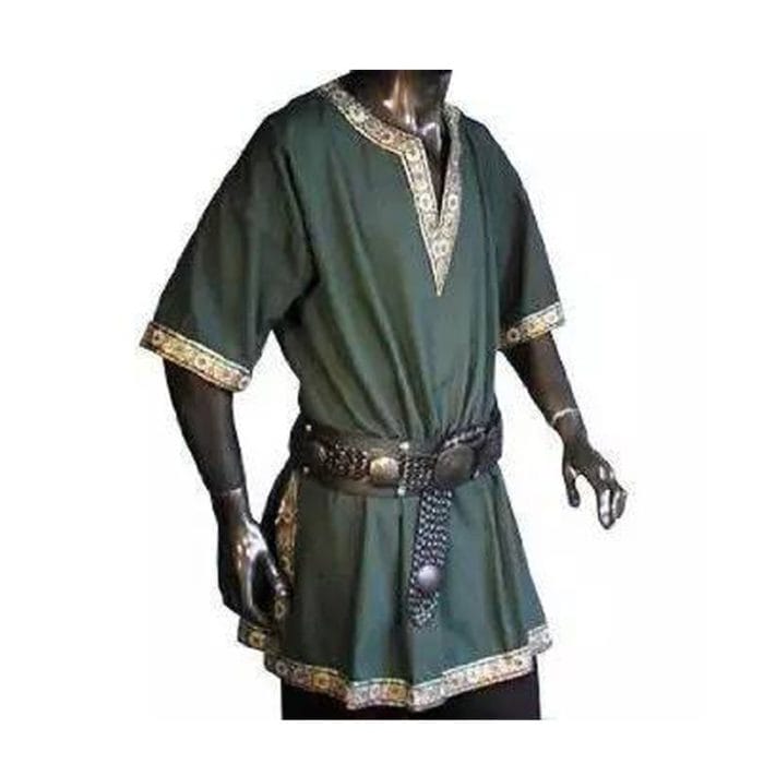 S-6XL Halloween Medieval Costume Viking Pirate Shirt Adult Knight Warrior Tunic Norman LARP Tops Short Sleeve For Men Plus Size 5