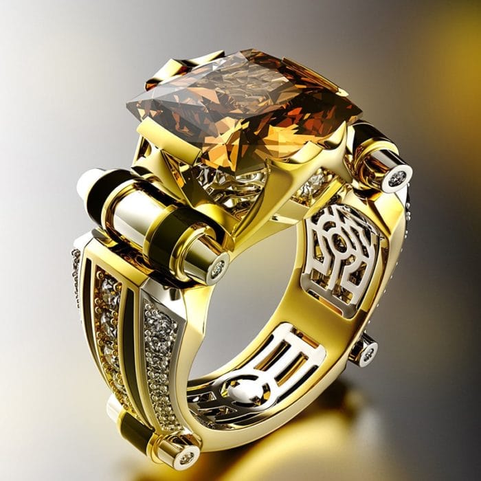 Classic Fashion Gold With Black Stone Men's Ring Steampunk Vintage Engement Lovly Wedding Gift Male Trendy Jewelry  F3T377 1