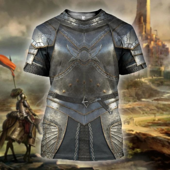 Drop shipping 3D Printed Knight Medieval Armor Men t shirt Knights Templar Harajuku Fashion Tee shirt summer Casual Unisex tees 2