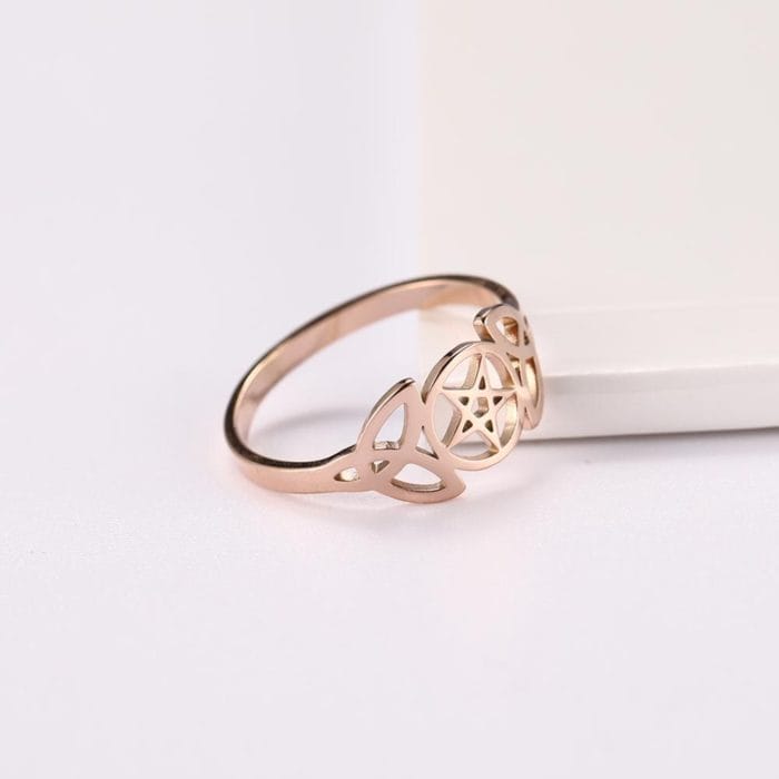 Teamer Stainless Steel Pentagram Star Couple Ring Casual Engagement Wedding Celtics Knot Finger Rings Jewelry Gift For Women Men 5