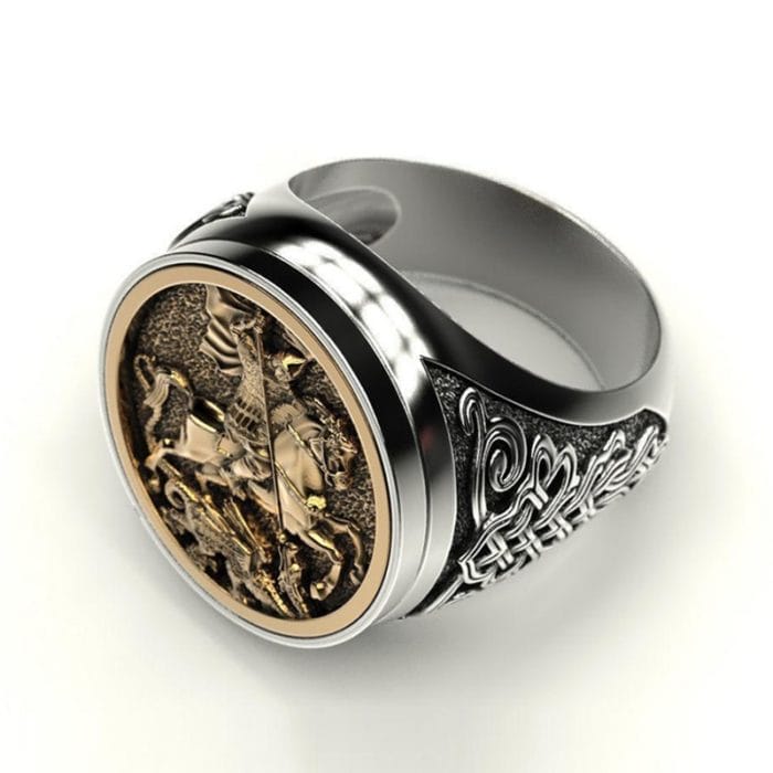 2020 Hot Punk Cool Male Finger Ring Two-color Gold Metal Roman Soldier Malone Ring Fashion Jewelry Vintage Knight Rings Ancient 4
