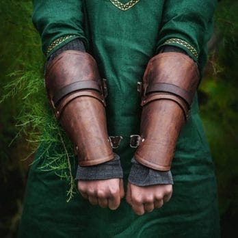 1 Pair Cosplay Props Faux Leather Wide Bracer Lace Up Arm Armor Cuff Cross String Steampunk Medieval Gauntlet Wristband 1