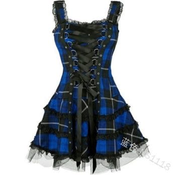 Plus size Women Dress  Vintage Gothic  Lace up Summer dress Dark Lolita costume steampunk Mini cosplay dress 4