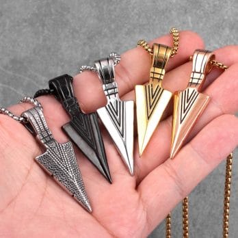 Sparta Spearhead Long Men Necklaces Pendants Chain Punk for Boyfriend Male Stainless Steel Jewelry Creativity Gift Wholesale 3