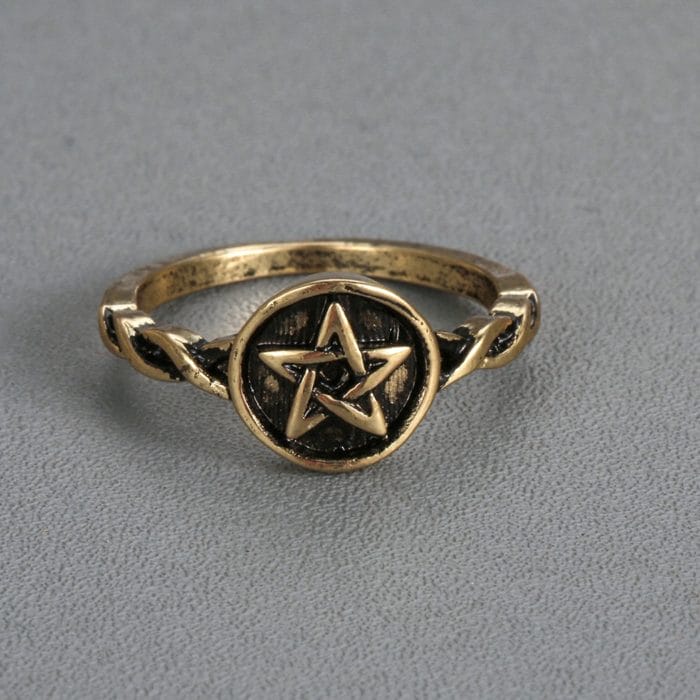 QIMING Celtic Infinity Viking Rings For Women Men Twisted Braided Shank Oxidized Pentagram Ring Band Bague Vintage Gift 5
