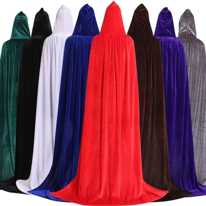 Gothic Hooded Stain Cloak Wicca Robe Witch Larp Cape Women Men Halloween Costumes Vampires Fancy Party Size S-M 1