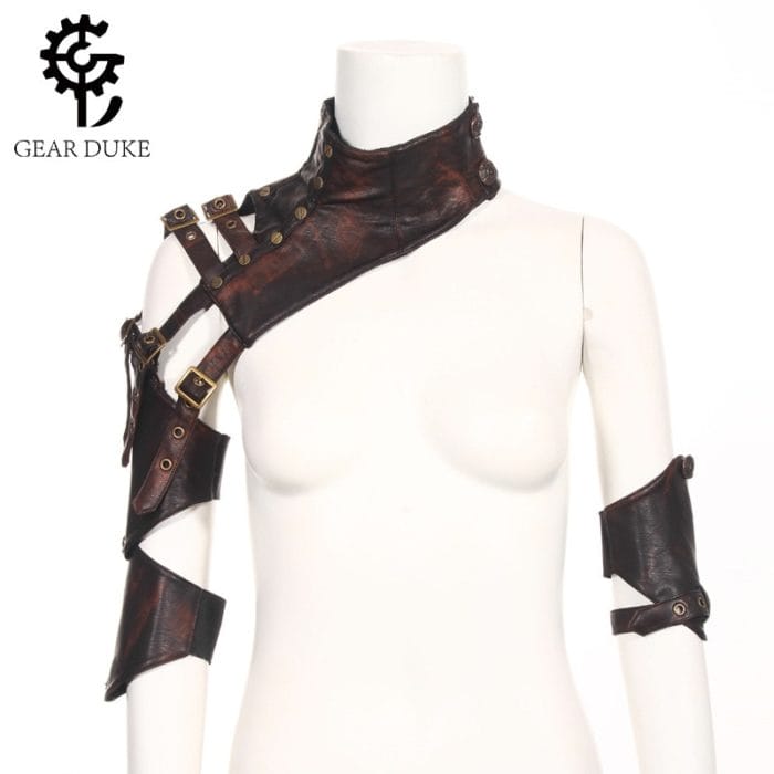 GearDuke Brown PU Leather Changeable Sleeve Steampunk Arm Sheath Vintage Armor Arm Warmer Cosplay Corset Costume Accessories 1