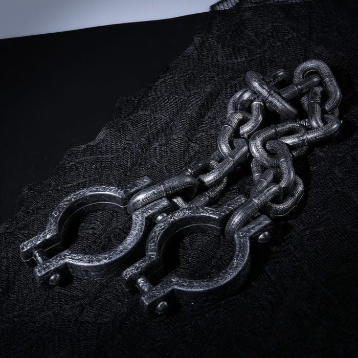 Halloween Cosplay Plastic Wrist Shackles Prison Handcuffs Chain Links for Costume Party Decoration 2