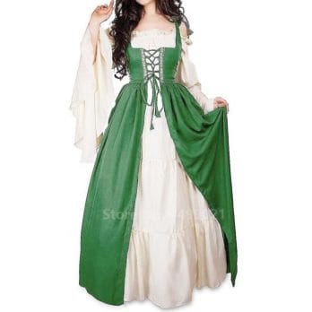 Halloween Women European Medieval Court Fancy Vampire Cosplay Costume Carnival Vintage Strapless Long Sleeve Queen Long Dress 6