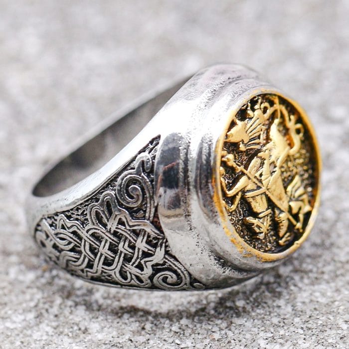 2020 Hot Punk Cool Male Finger Ring Two-color Gold Metal Roman Soldier Malone Ring Fashion Jewelry Vintage Knight Rings Ancient 6
