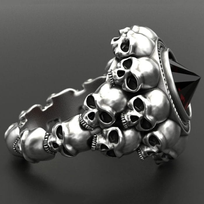 Gothic Punk Skull Rings Retro Skeleton Black Red Cone Ring For Men Male Vintage Steampunk Rings Fashion Jewelry Halloween P3M478 1