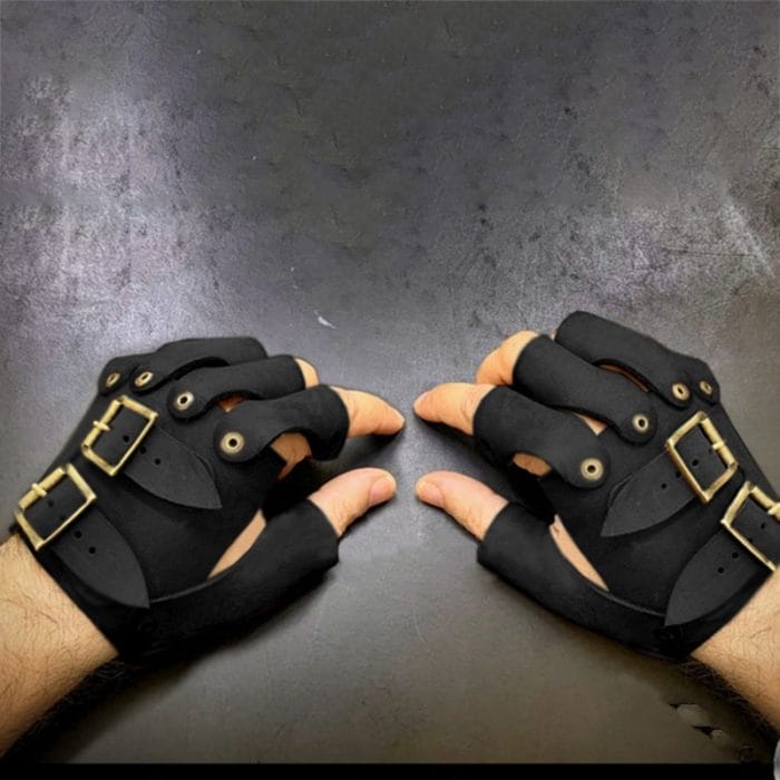 Medieval Steampunk Leather Gloves Battler Full Contact Fight Larp Arm Guard Armor Vikings Accessory Costume For Men Women 2