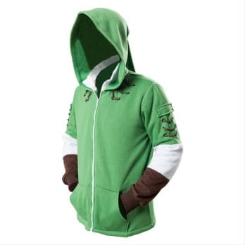 The Legend of Zelda Link Cosplay Hoodie Green Zip Up Hoodie Sweatshirt Cotton Long Sleeve Coat Cosplay Costume 2